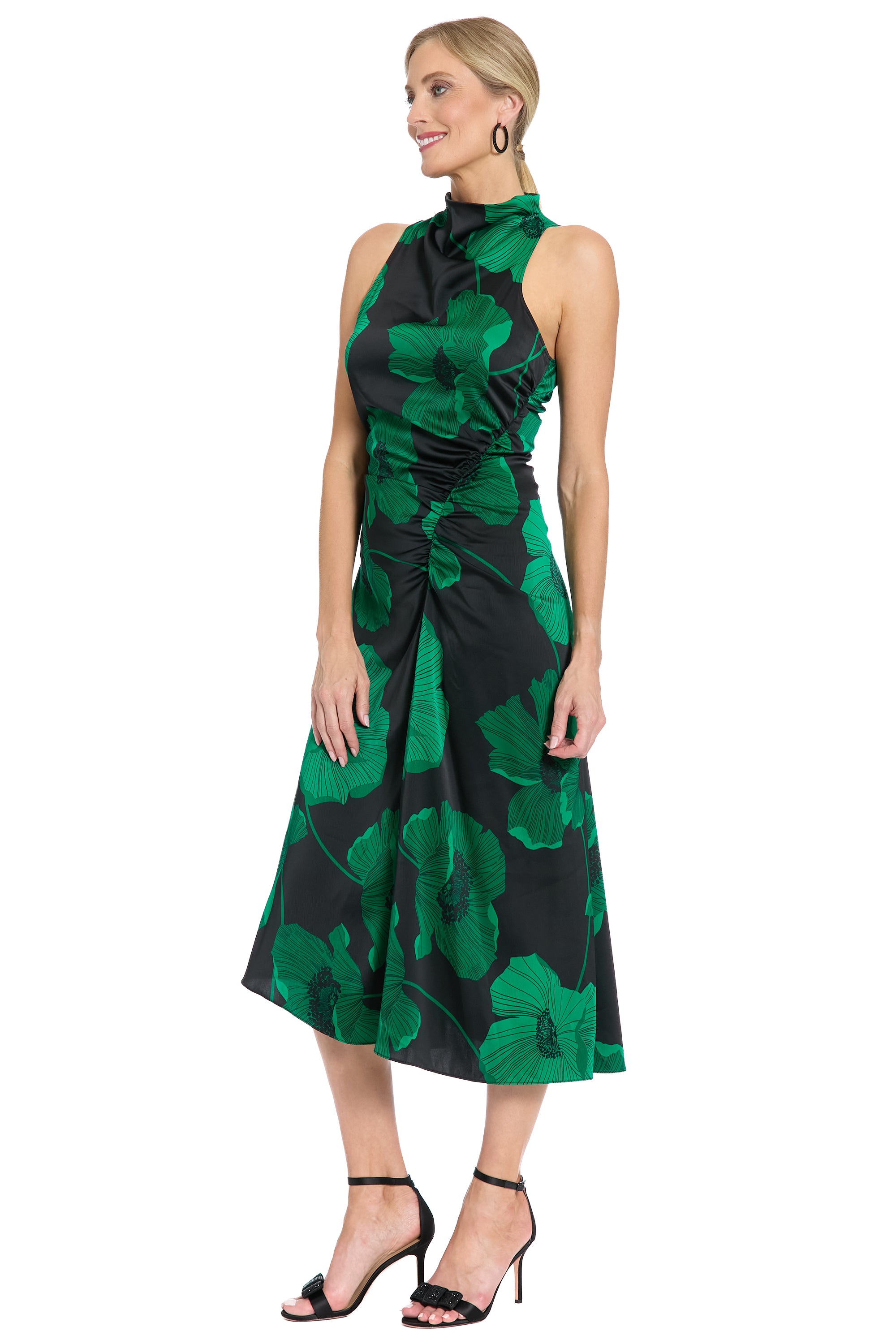 Lisbeth Mock Neck Halter in Charmeuse Sheath Sleeveless