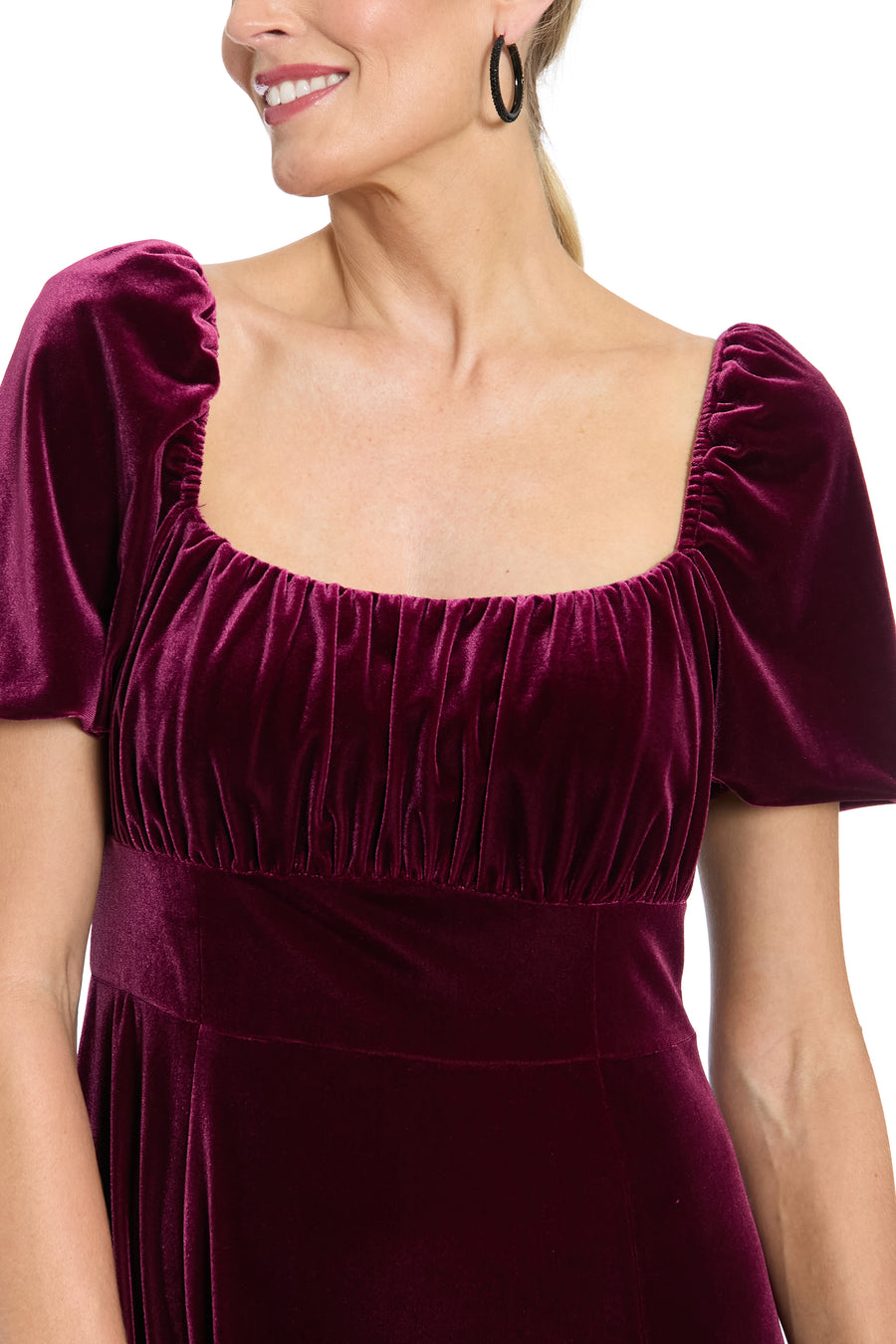 Kristin Short Sleeve in Velvet A-Line Maxi Dress Kristin Short Sleeve in Velvet A-Line Maxi Dress