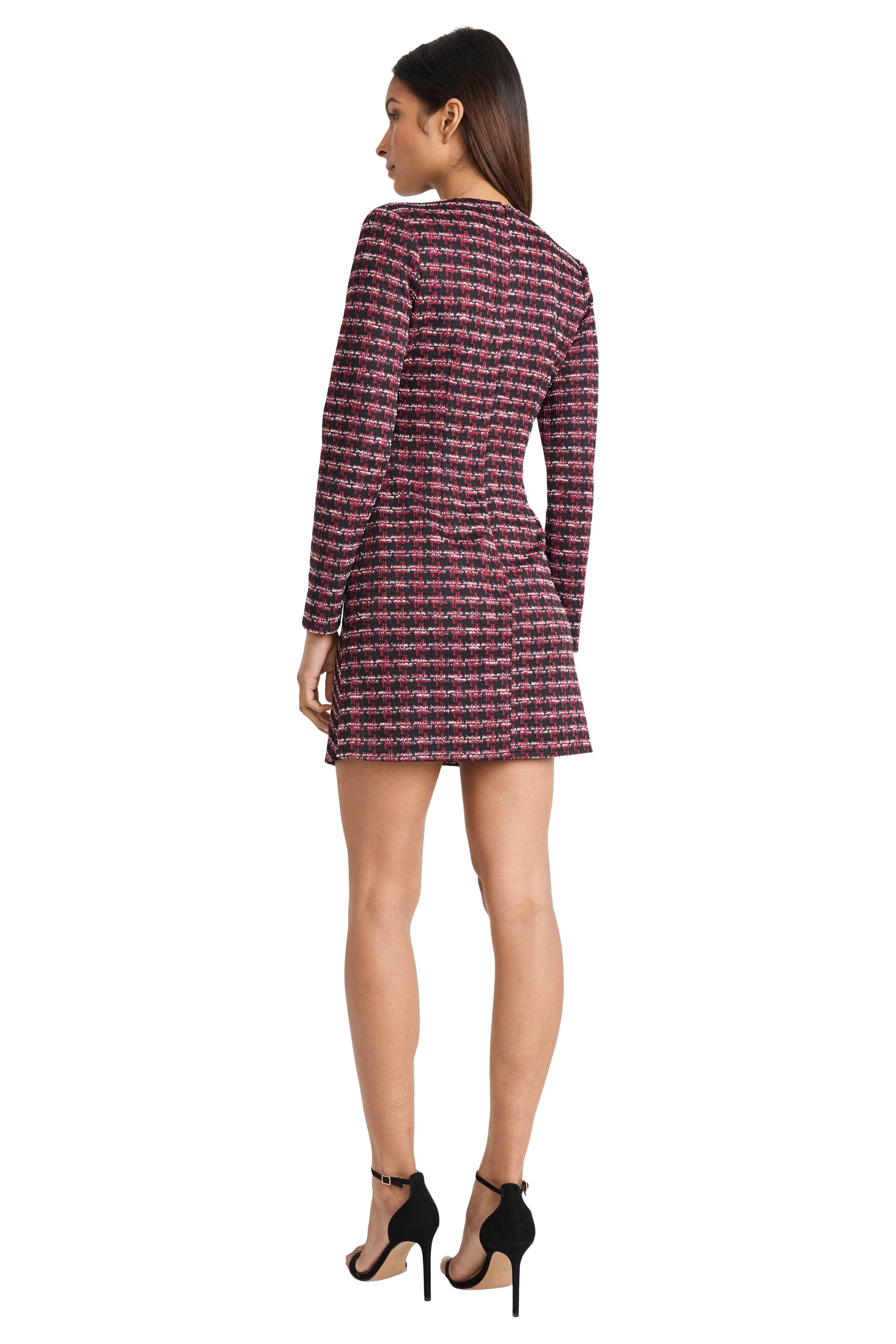 Darya Long Sleeve Jacquard Tweed Mini Dress A-Line | Donna Morgan