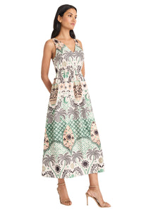 Edna Midi Fit & Flare Dress in Mirage Palms