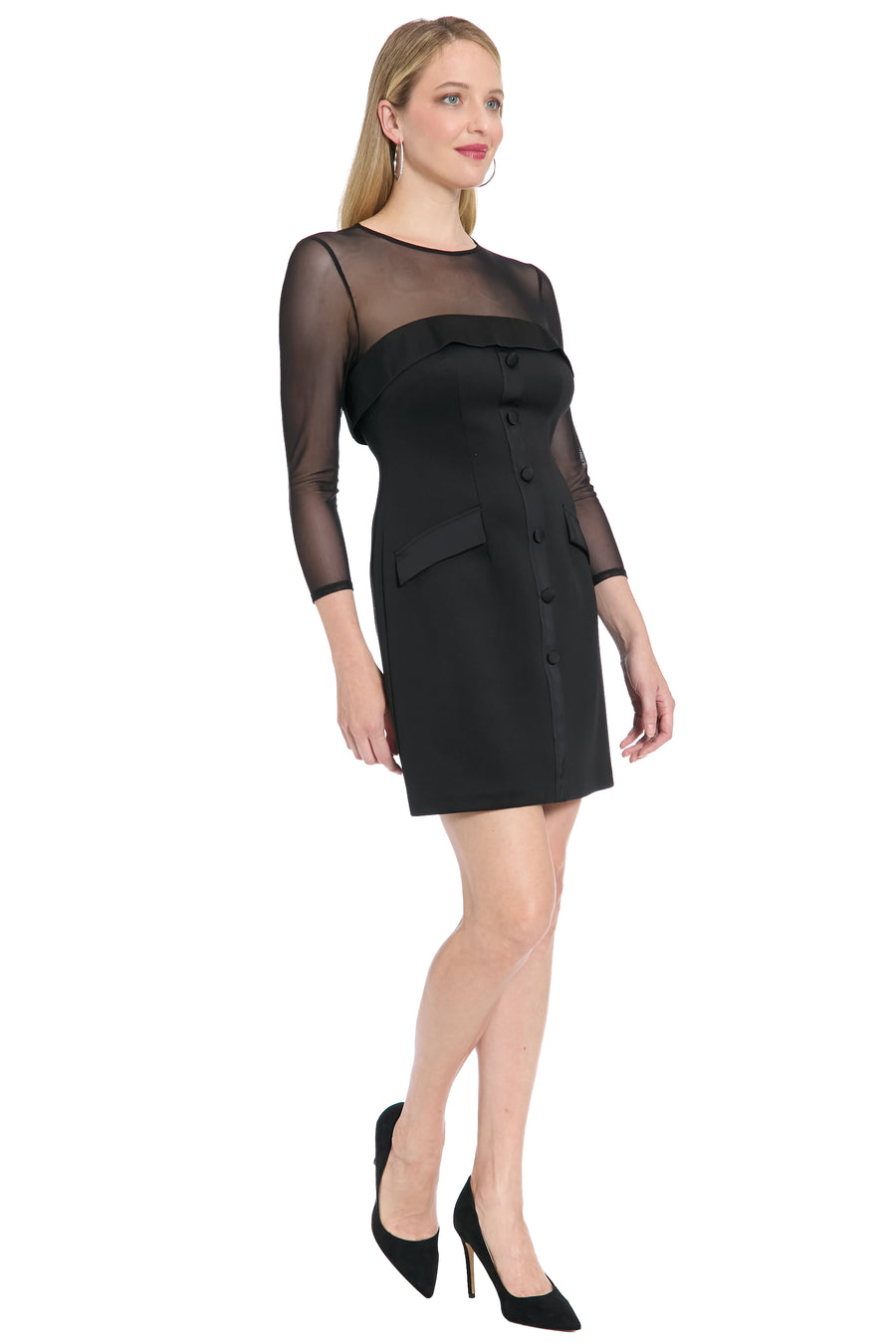 Leanna Tuxedo Illusion Dress