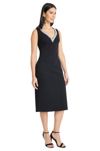 Hope Beaded Neck Short Sleeve Midi