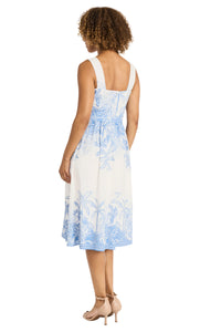 Charice in Painted Palms Midi Fit & Flare Dress - FINAL SALE