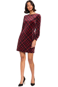 Madilyn Printed Velvet Long Sleeve Dress