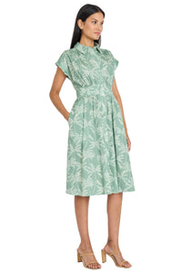 Dulcie Cotton Shirtdress in Charcoal Palms