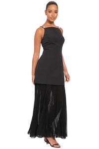 Rowe Pearl Strap Pleated Maxi Dress