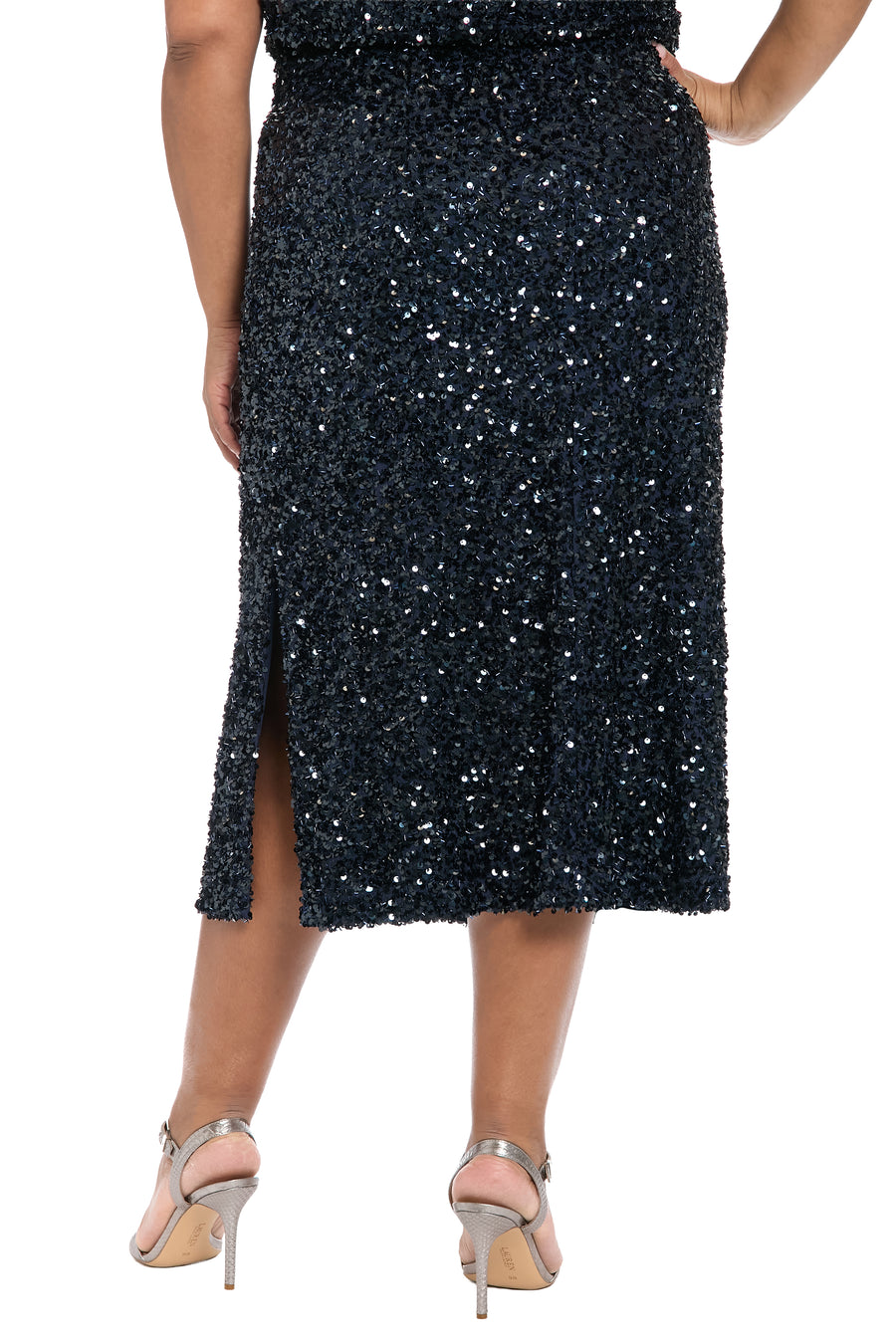 Houston Fitted Sequin Midi Skirt with High Slit