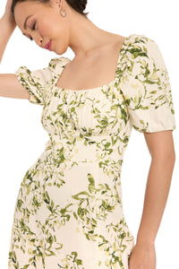 Kristin Puff Sleeve Midi in Willow Whispers