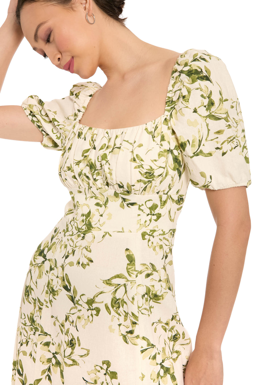 Kristin Puff Sleeve Midi in Willow Whispers