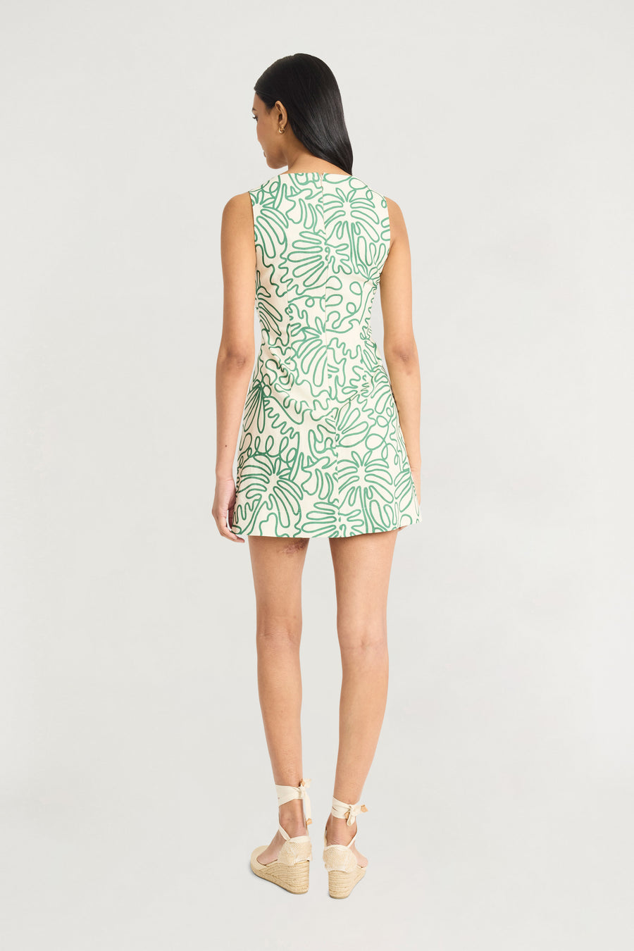 Good Journey Women's Square Neck Palm Printed Mini Dress, 2 Good Journey Women's Square Neck Palm Printed Mini Dress, 2