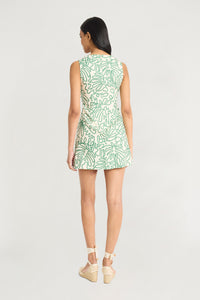 Calvin Linen Mini Sheath Dress in Coiled Art