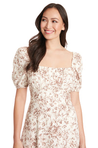 Kristin Short Sleeve in Floral Toile Linen