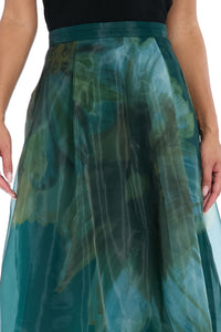 Harlem Pleated Midi Skirt in Bloom Organza