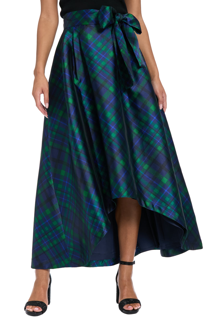 Roosevelt Voluminous Plaid Tie-Front Skirt