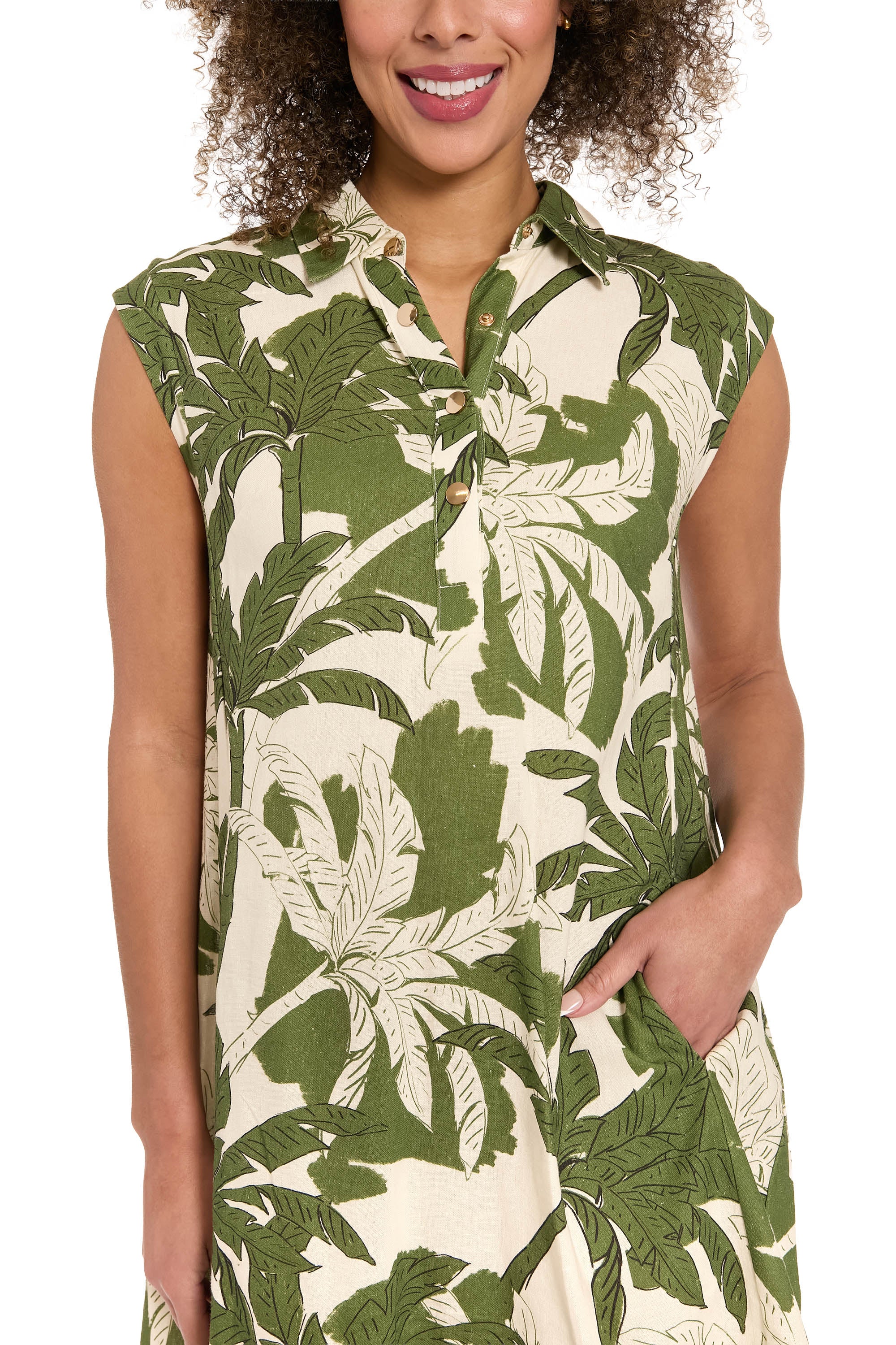 Tessa Collared Sleeveless Linen Dress Shift | London Times – Maggy