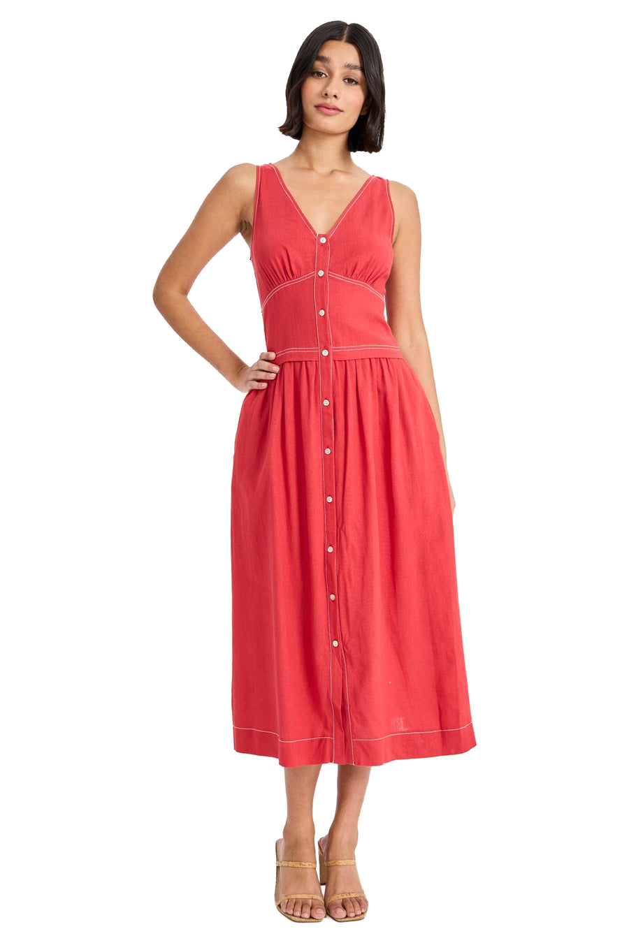 Albert Linen Midi with Topstitching