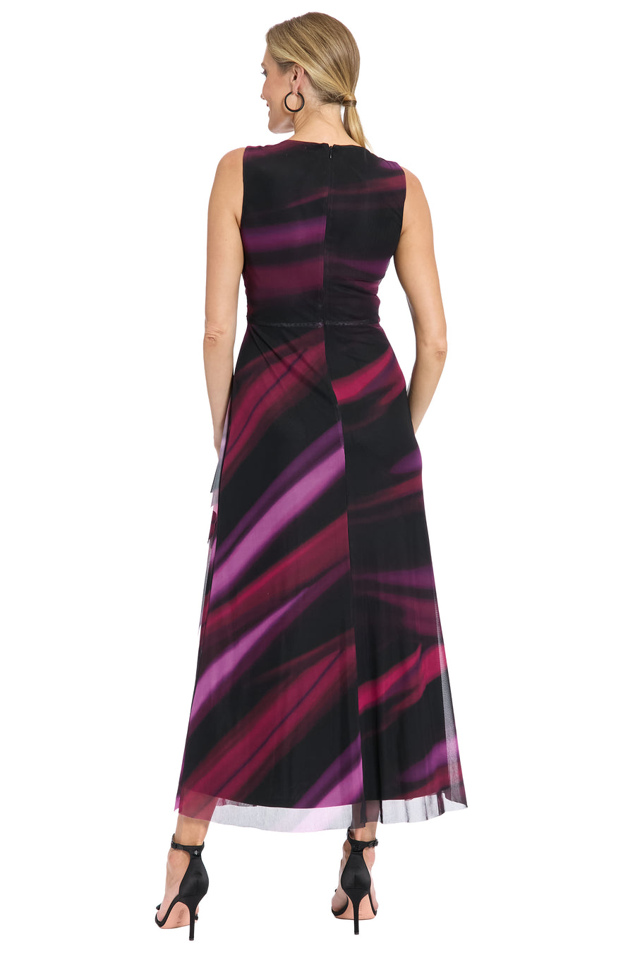 London Times Women's Sleeveless Ruched Mesh Maxi Dress - Purple - Maxi dresses London Times Women's Sleeveless Ruched Mesh Maxi Dress - Purple - Maxi dresses