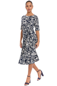 Revel Elbow Sleeve Midi in Graphic Provencal