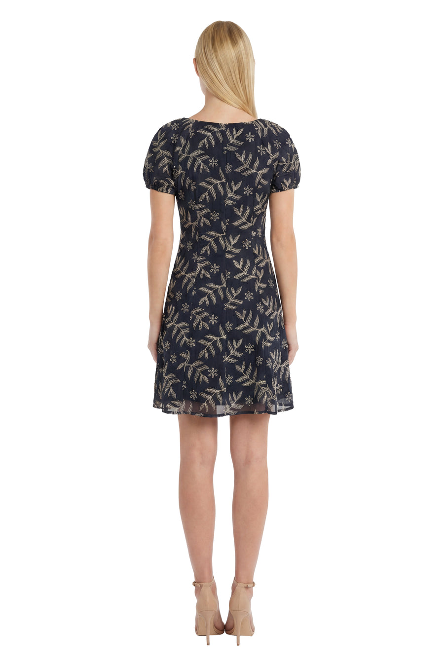 Mariel Puff Sleeve Dress in Embroidered Cotton