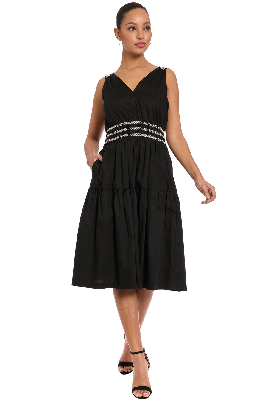 Benita Smocked-Waist Sleeveless Midi