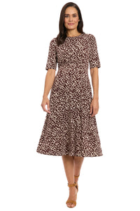 Ayanna Inset Waist Dress in Diagonal Bricks