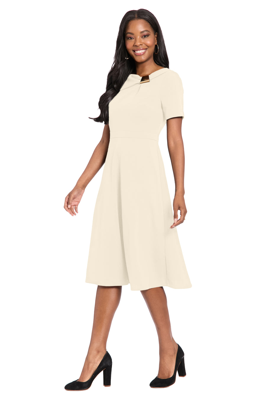 Colleen in Cream with Metal Trim