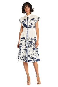 Dulcie Cotton Shirtdress in Riviera Border