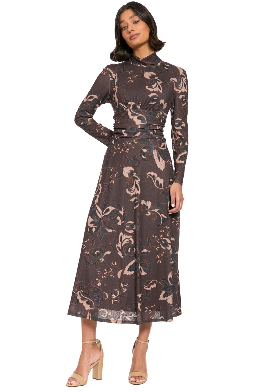 Vanica Mock Neck Ruched Dress
