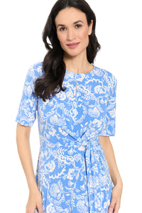 Revel Elbow Sleeve Midi in Graphic Provencal