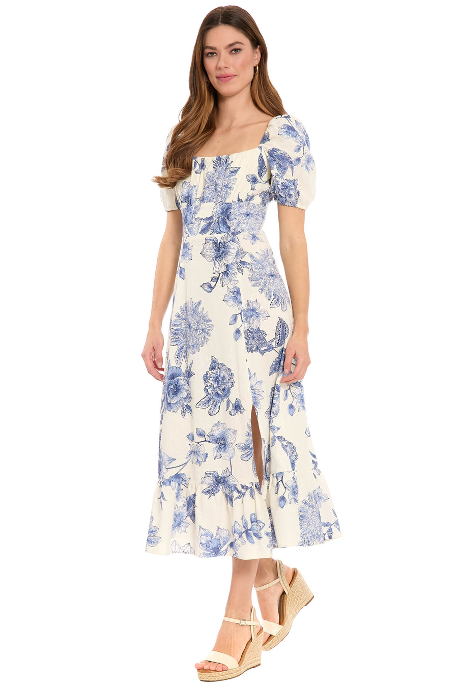 Kristin Short Sleeve in Tropical Toile Linen