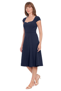 Lisa Sweetheart Neck Cap Sleeve Midi Dress