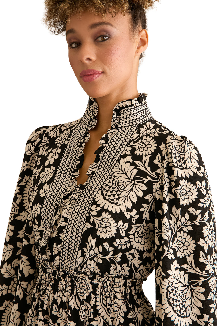 Consuela Long Sleeve Mini in Pinecone Scroll