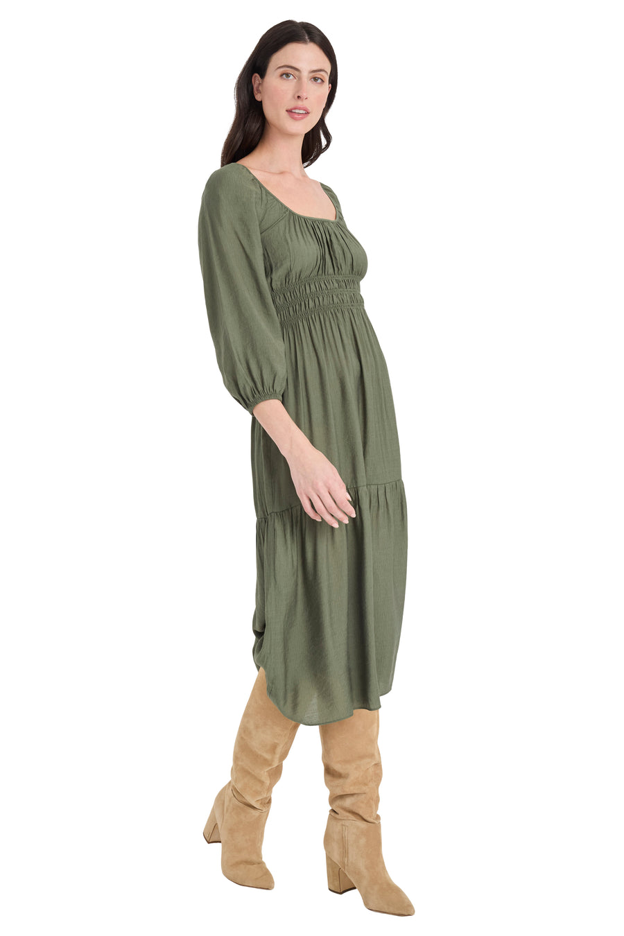 Lawrence Babydoll Smocked Midi Dress