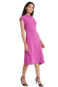 Bronte Asymmetrical Mock Neck Cap Sleeve Midi