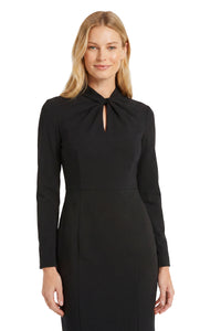 Livie Twist-Neck Keyhole Sheath Dress