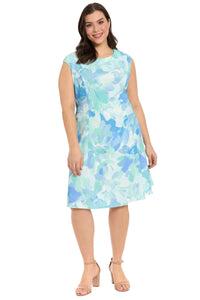Connie Cap Sleeve Fit & Flare in Exploding Floral