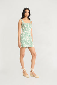 Calvin Linen Mini Sheath Dress in Coiled Art
