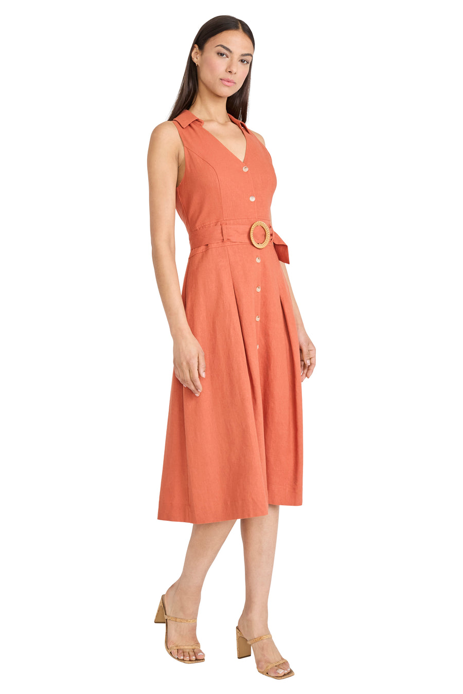 Maggy London Women's V-Neck Collared Midi Dress - WINTER White - Size 8 Maggy London Women's V-Neck Collared Midi Dress - WINTER White - Size 8