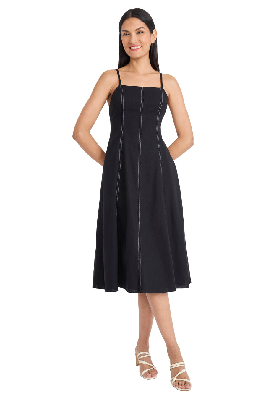 Keri Spaghetti Strap Midi in Linen