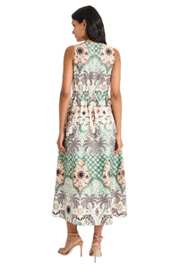 Edna Midi Fit & Flare Dress in Mirage Palms