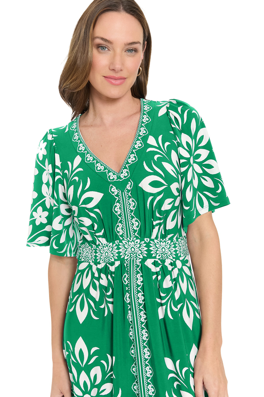 McKay Flutter Sleeve Maxi in Floral Medallion