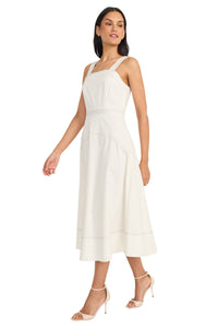 Anika Cotton Topstitch Midi Fit & Flare