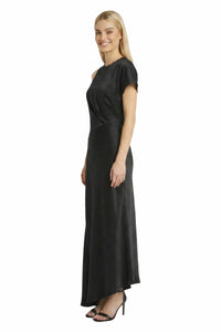 Vale Asymmetric Satin Maxi Dress