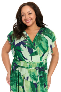 Cassiopeia V-Neck Tiered Mesh Maxi