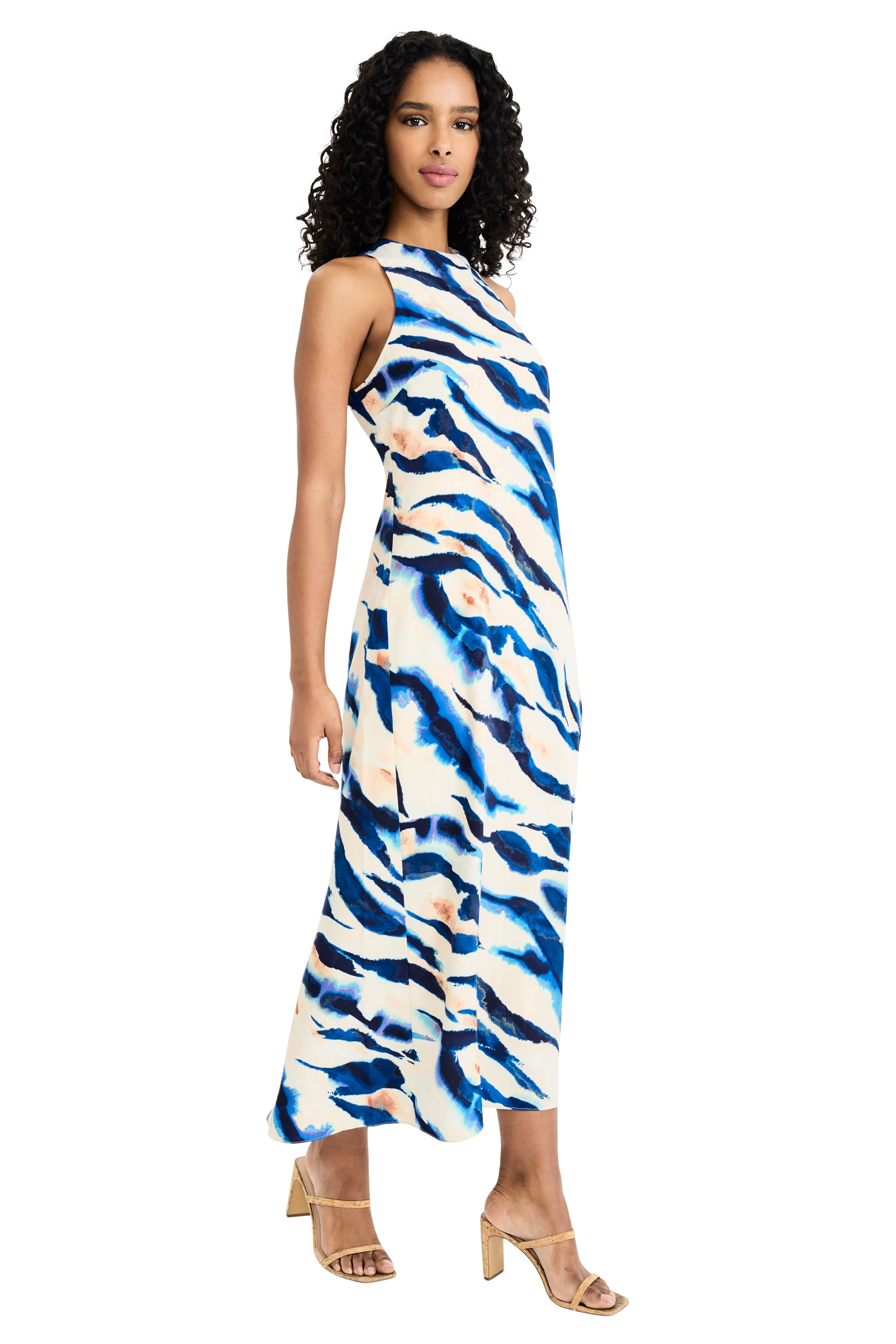 Quincy in Inked Zebra A-Line Sleeveless Maxi Dress | Donna Morgan