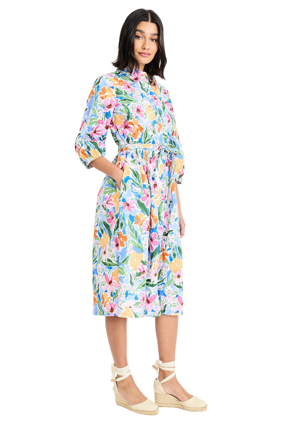 Gail Balloon Sleeve Shirtdress in Flower Blossom