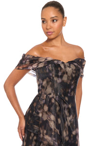 Kiera Off the Shoulder Cascading Ruffle Gown