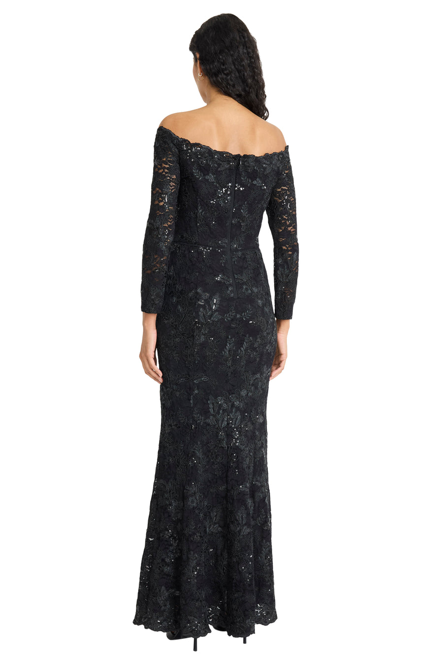 Kelley Sequin Lace Off the Shoulder Gown