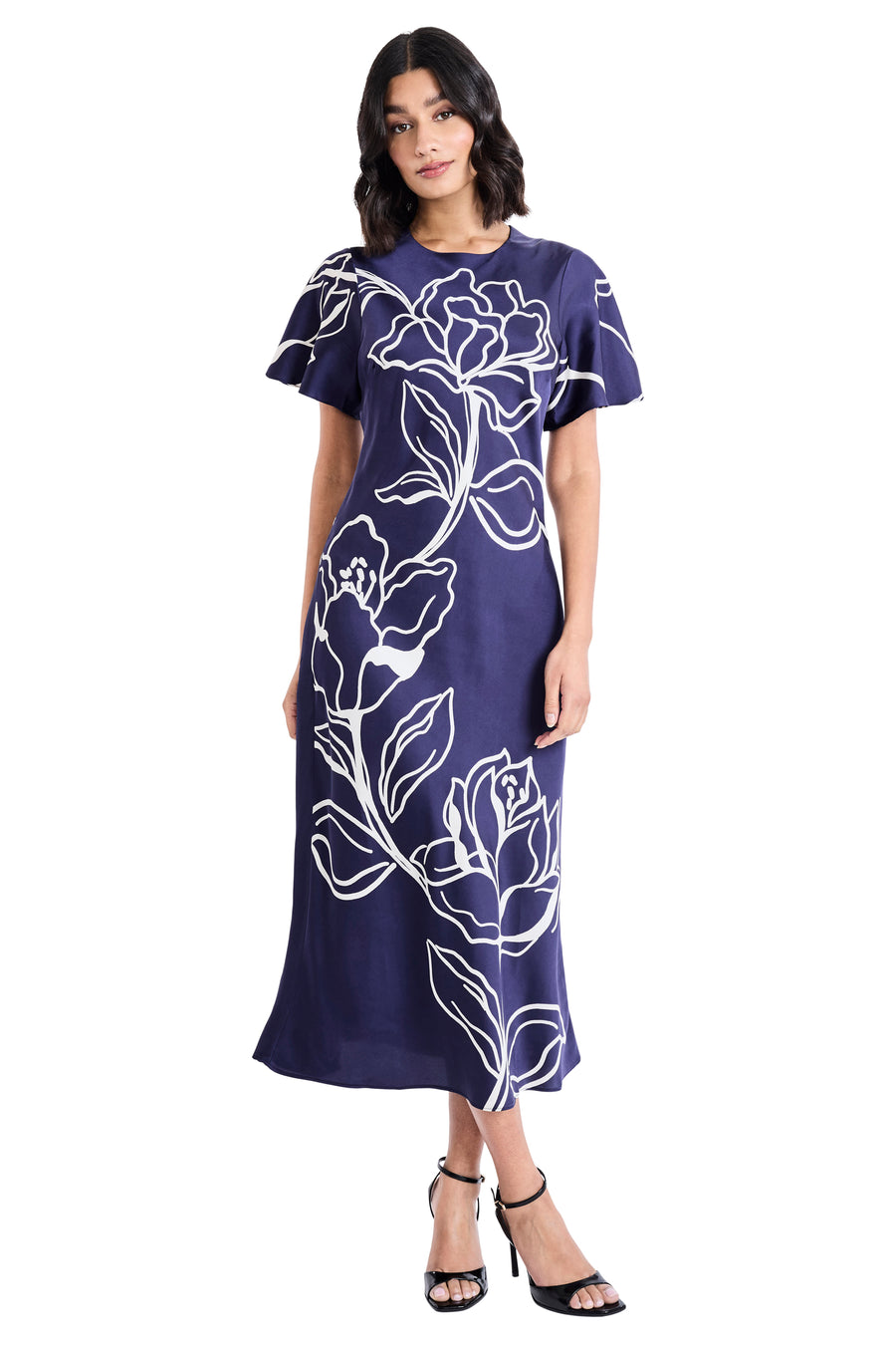 graphic midi dress Aggie Graphic Print Cap Sleeve Midi Dress Fit and Flare