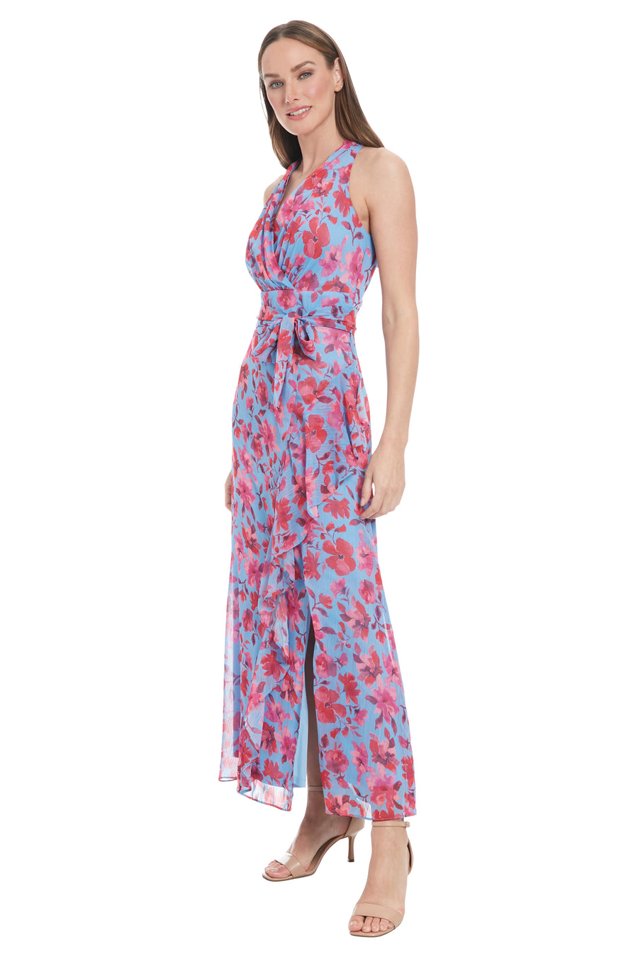 London Times Halter Sash Maxi Dress London Times Halter Sash Maxi Dress
